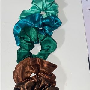 5 silk earth tone scrunchies